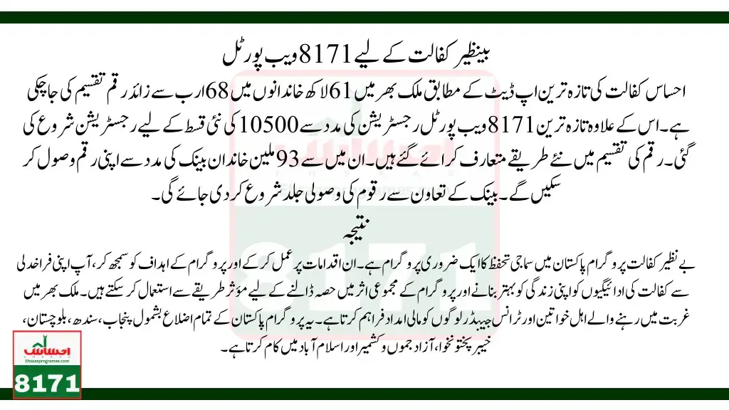 8171 Web Portal For Benazir Kafalat Registration Latest Update