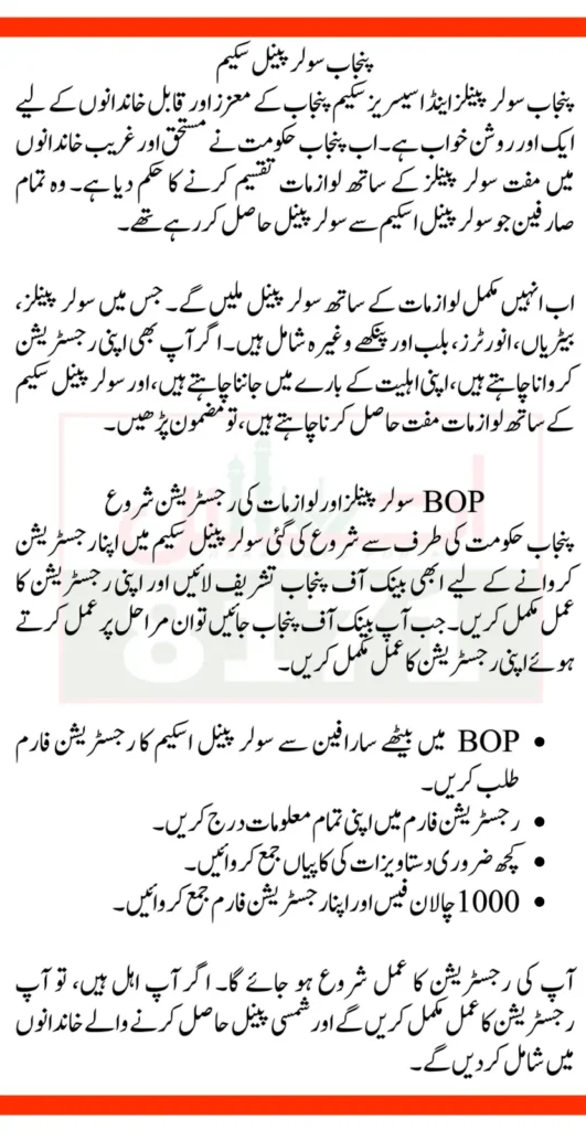 Punjab Solar Panels Scheme