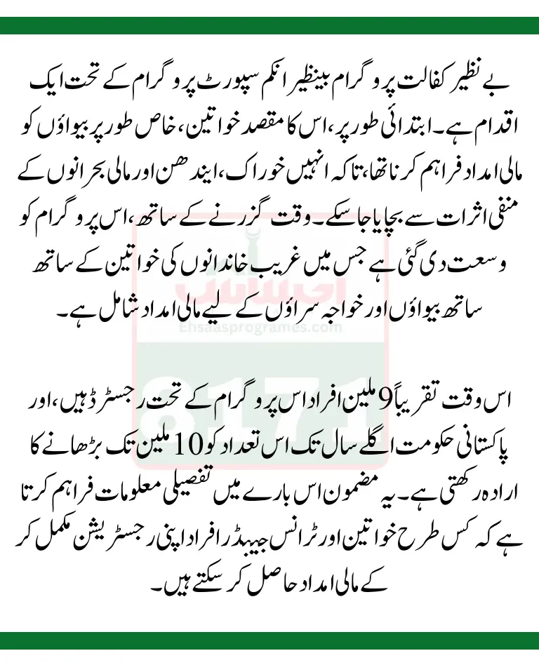 Benazir Kafaalat Program Online Registration Latest Update