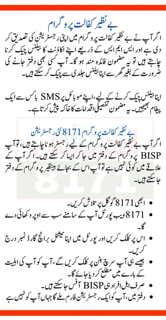 Benazir Kafaalat Program 8171 New Registration
