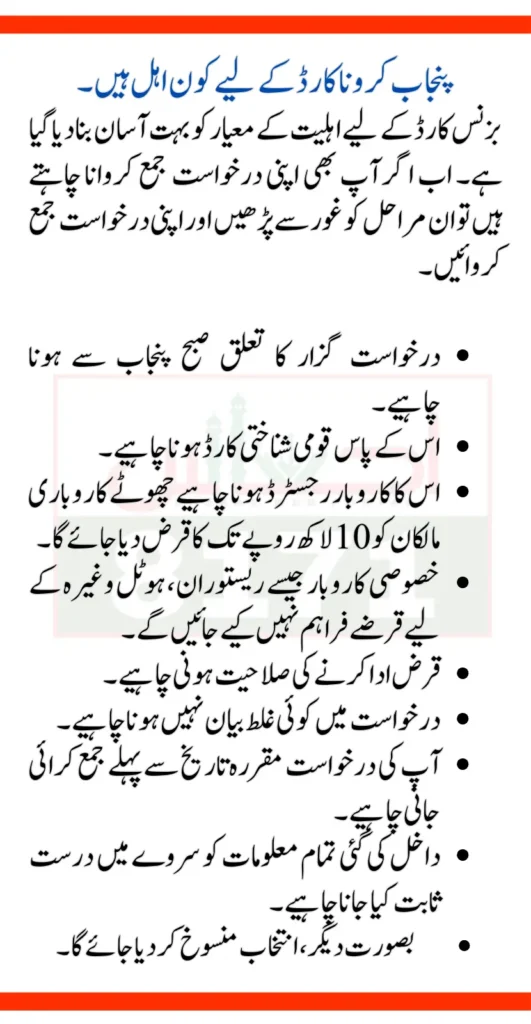 Benefits Of Punjab Karobar Card Scheme