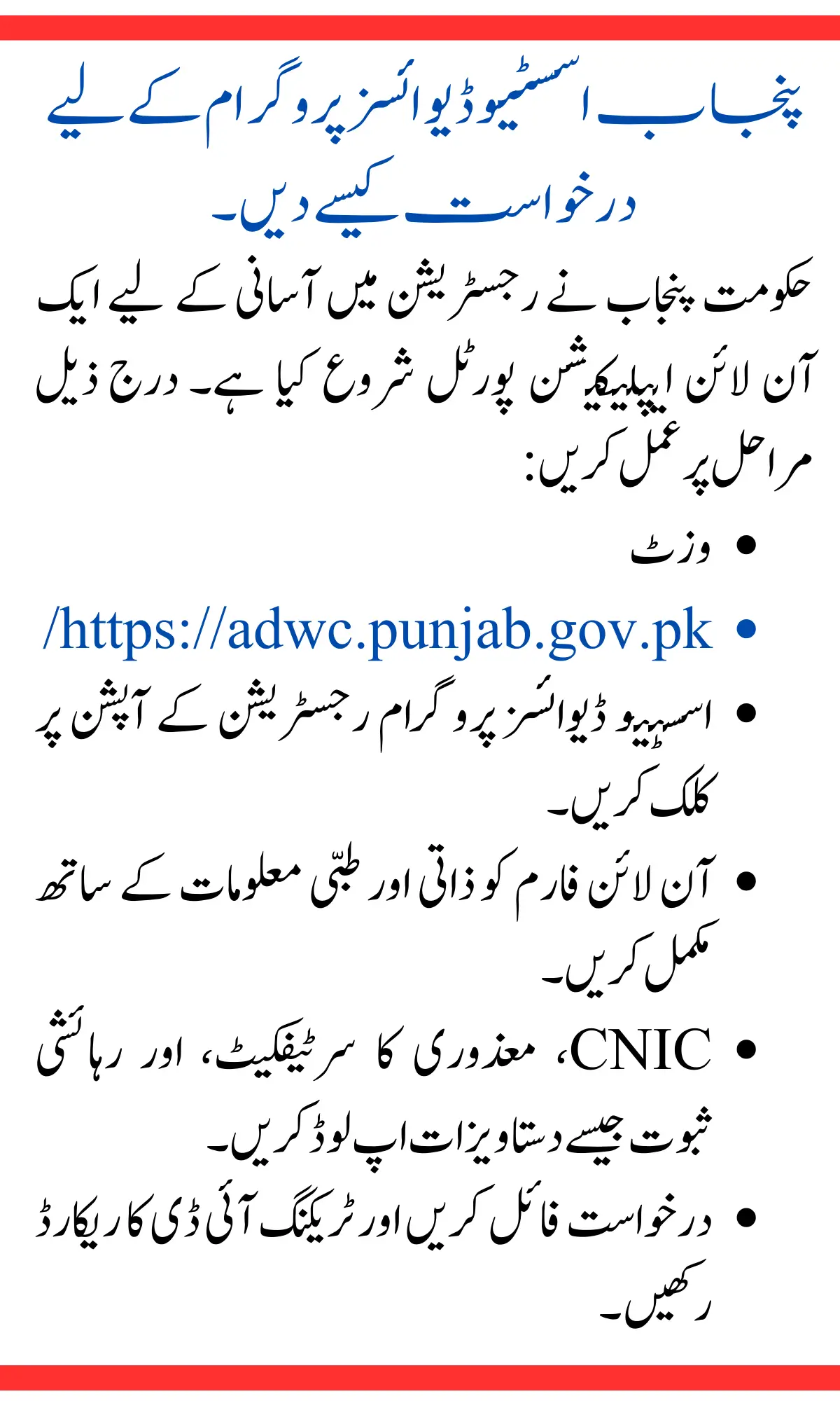 How to Apply for the Punjab Assistive Devices Program