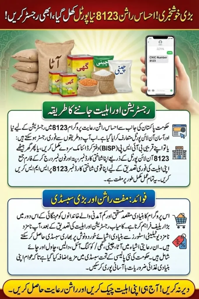 Ehsaas Rashan Riayat 8123 New Portal Registration and Benefits