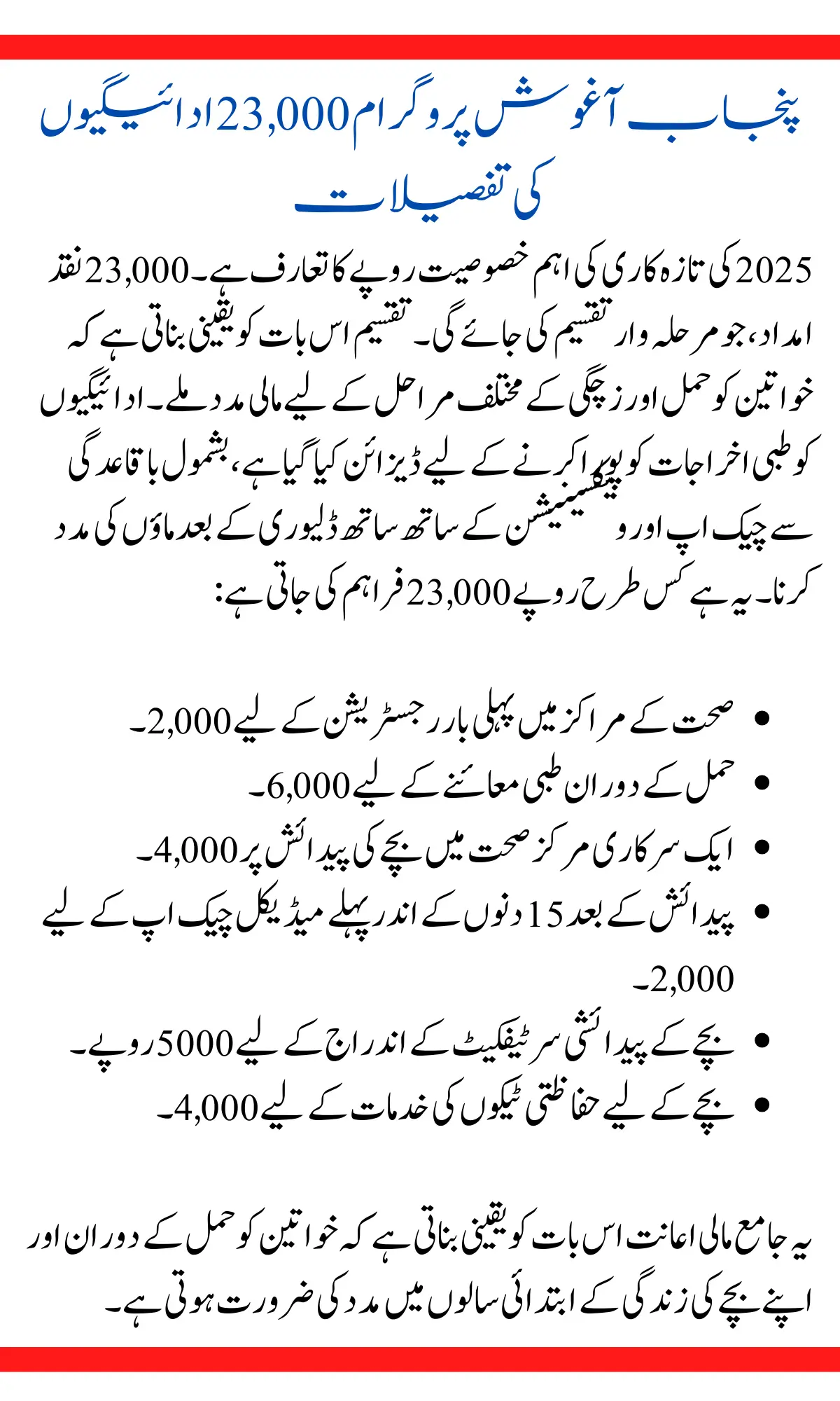 Punjab Aghosh Program 23,000 Payments Details