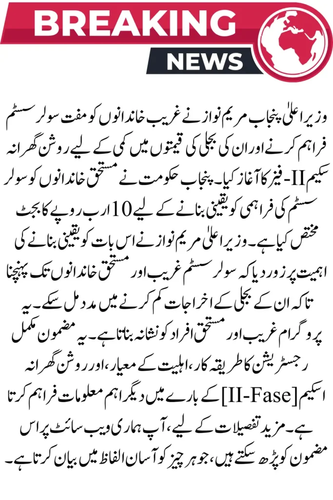 Punjab Govt. Start Roshan Gharana Scheme II-Phase New Applicants Online Registration