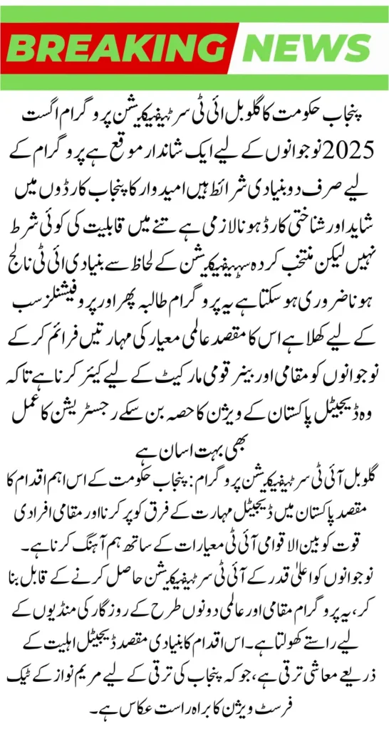 Maryam Nawaz Launched A Global IT Certifications Program For Punjab Youth In August  2025. Know Full Details