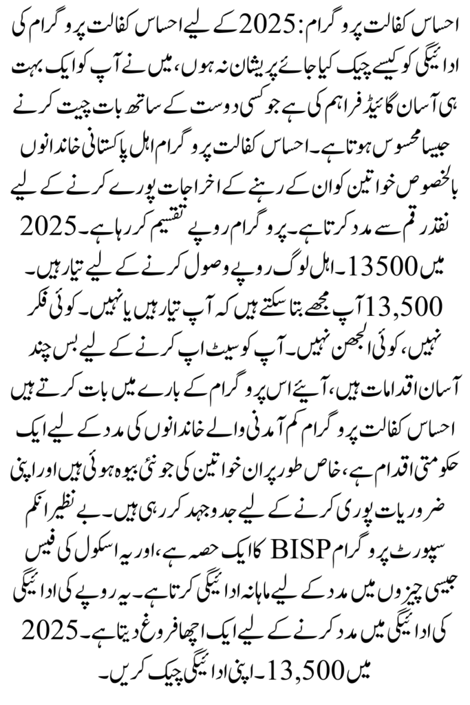 How To Check Ehsaas Kafalat Program Payment 13500 2025: Know Full Details 