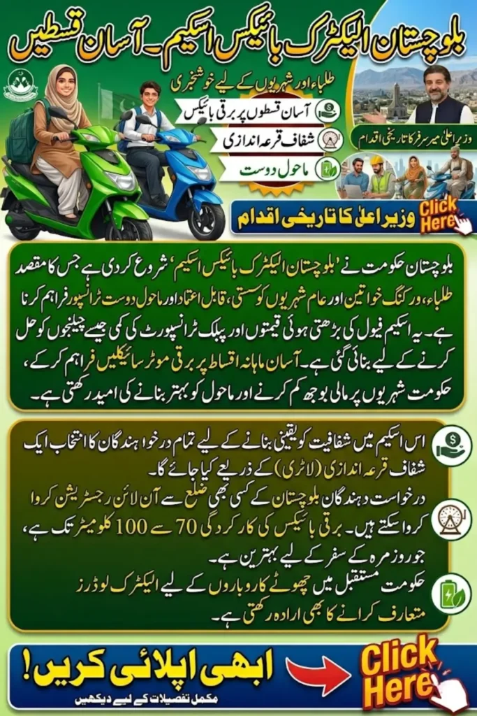 Balochistan Electric Bikes Scheme – Easy Installments for Students and Citizens