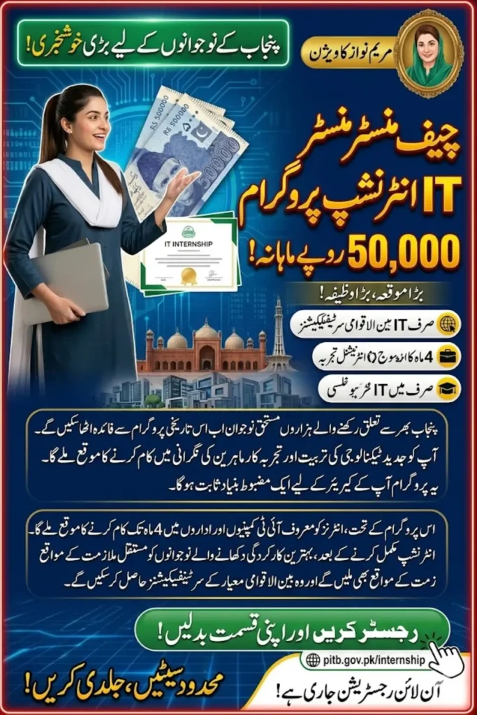 Chief Minister IT Internship Program – Rs 50,000 Stipend for IT Graduates in Punjab