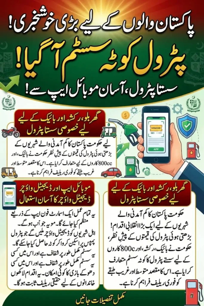 Fuel Quota System Pakistan: Subsidized Petrol for Bikes, Rickshaws and 800cc Cars via Mobile App