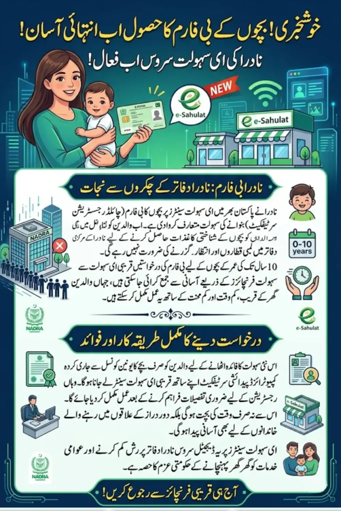 NADRA B Form for Children Now Available at e-Sahulat Centers Across Pakistan